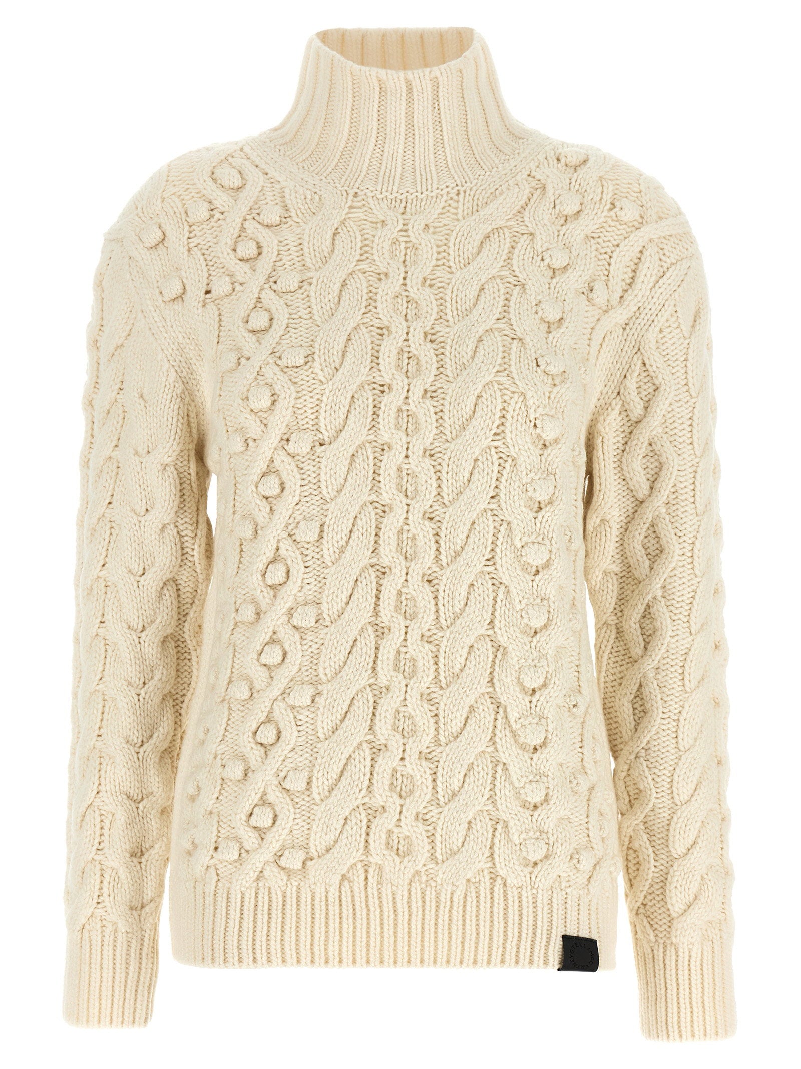 Bobble-Knit Virgin Wool Sweater — cream
