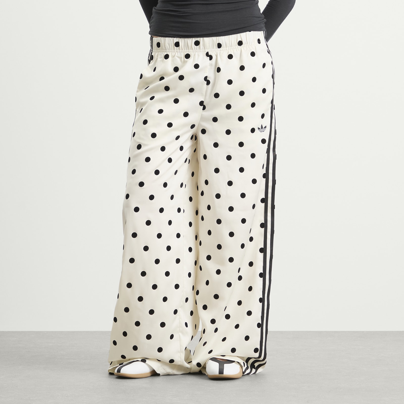 Women's Polka Dot Firebird Wide Trackpants in Off White
