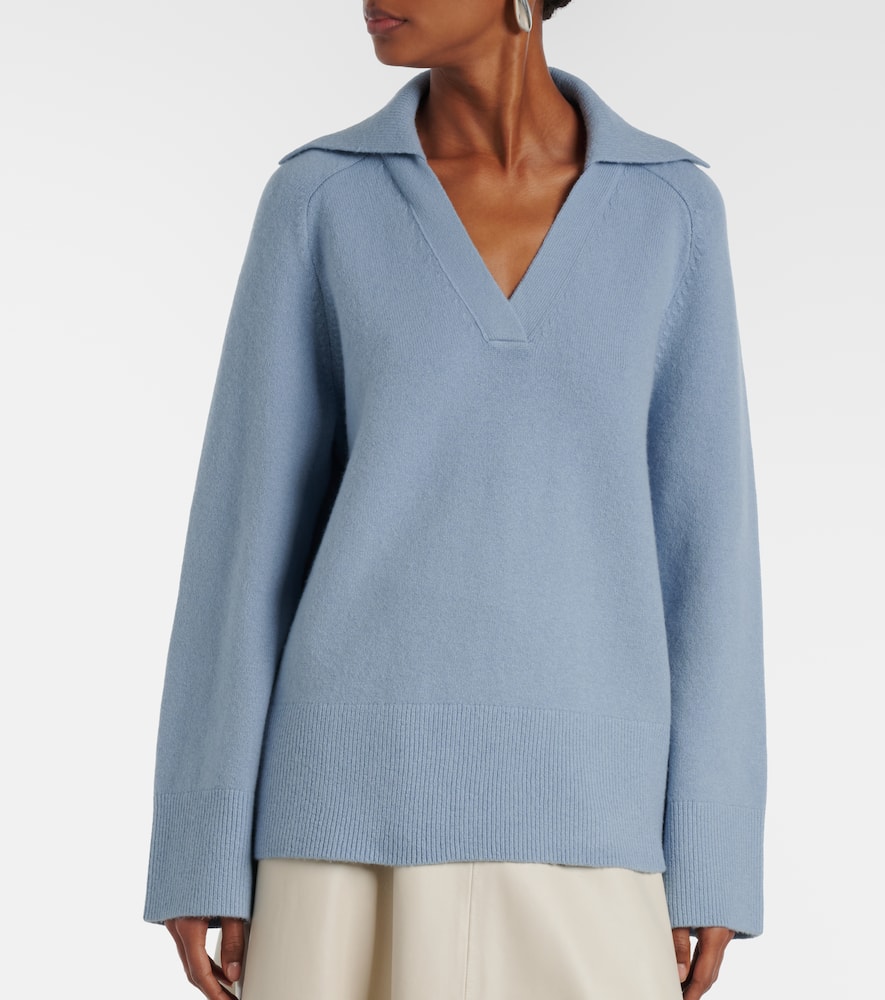 Wool and cashmere-blend polo sweater