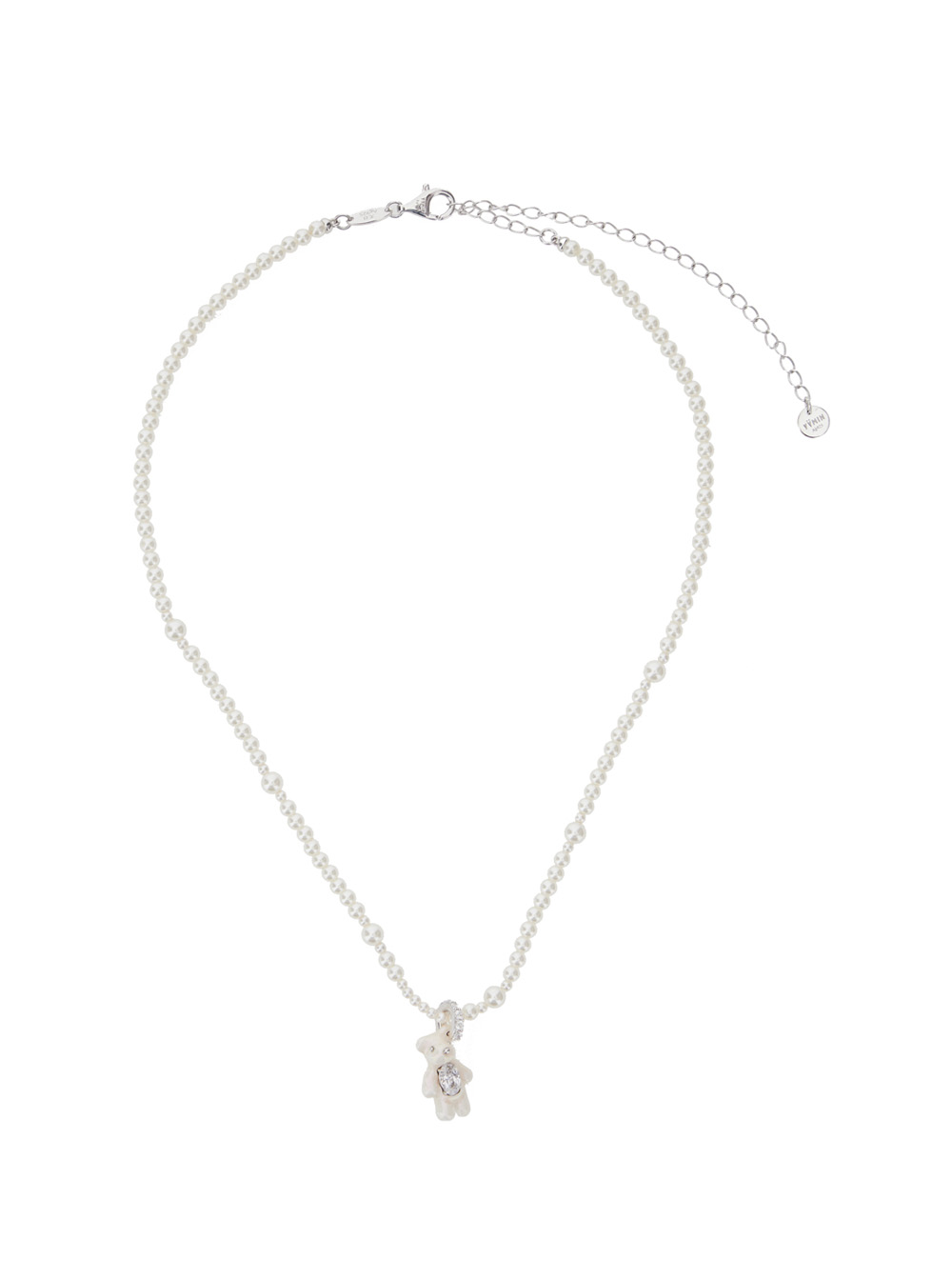 Mini Pearl Bear White Necklace with Peal Design and Pendant in Metal Pearls Woman Necklaces - Women
