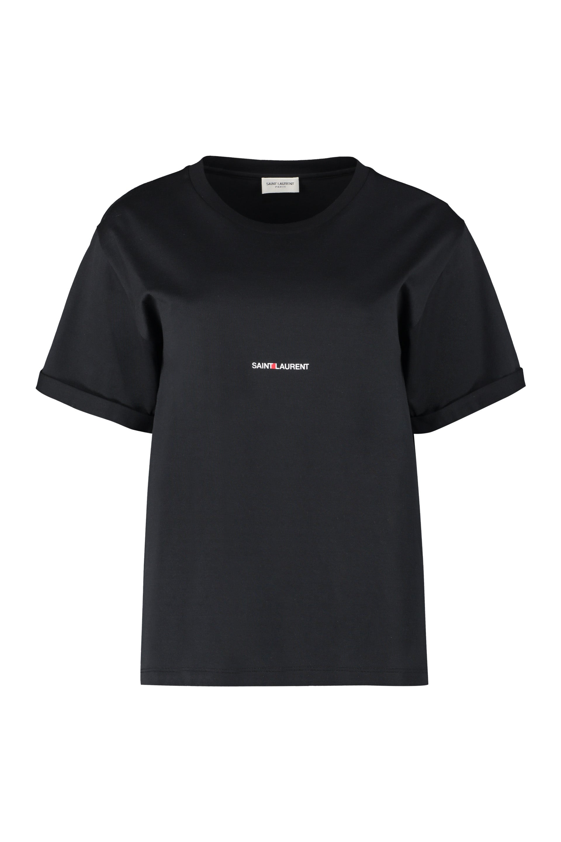 RIVE GAUCHE T-SHIRT CLASSIC-FIT ROUND-NECK T-SHIRT MADE with ORGANIC COTTON, FEATURING the LOGO PRINTED on the CHEST