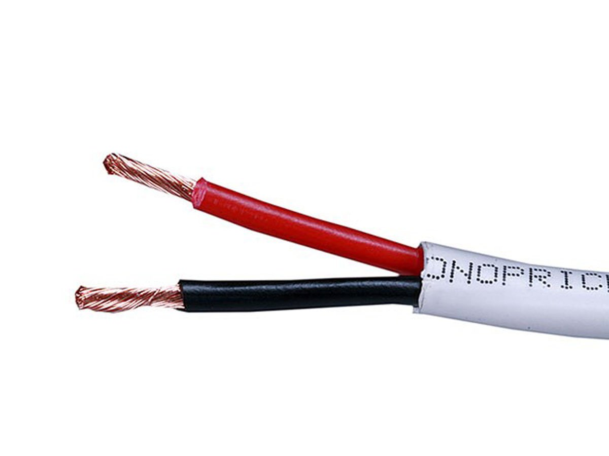 Speaker Wire, CL2 Rated, 2-Conductor, 12AWG, 50ft, White