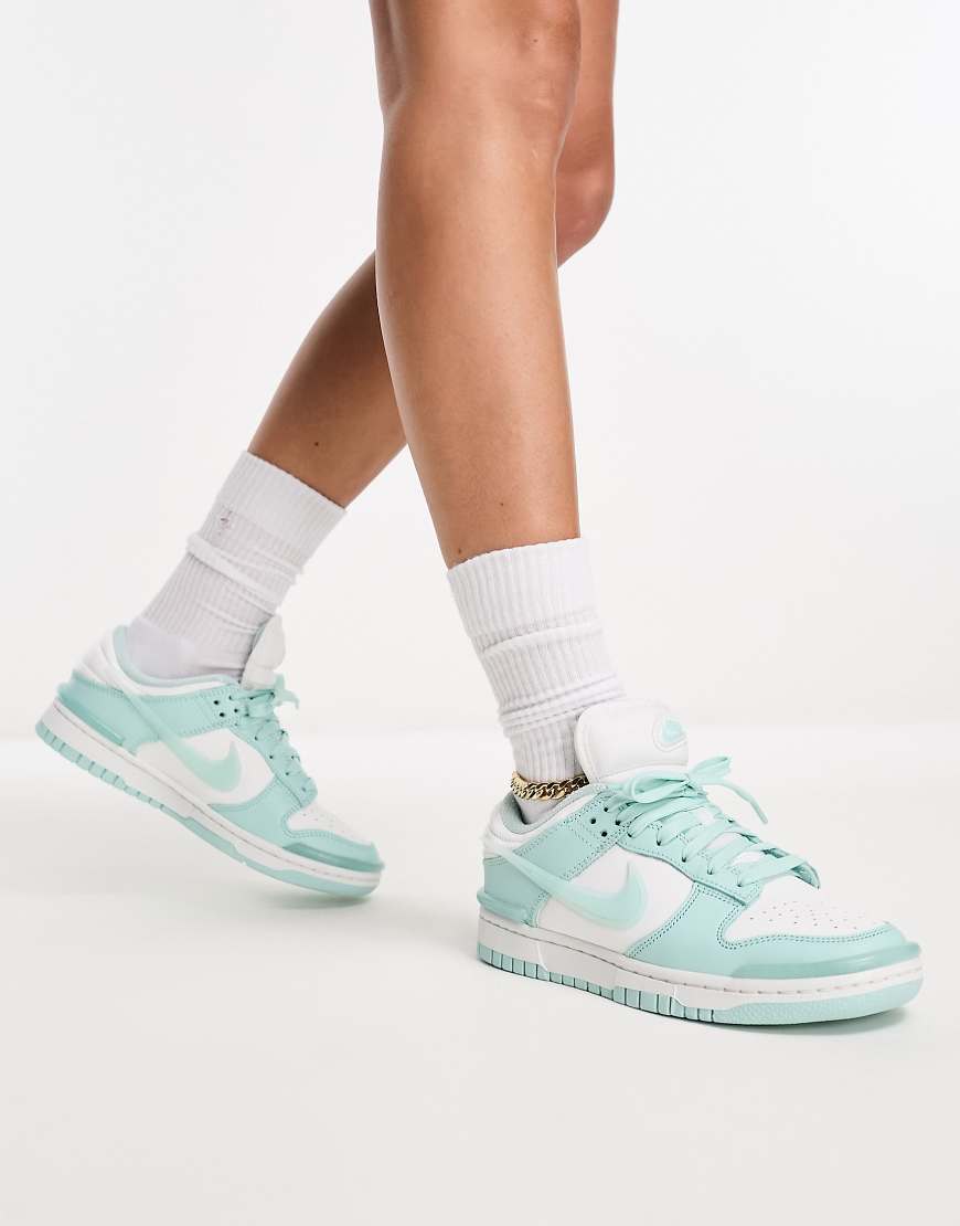 나이키 여성 Dunk Twist low trainers in jade ice and white-Blue