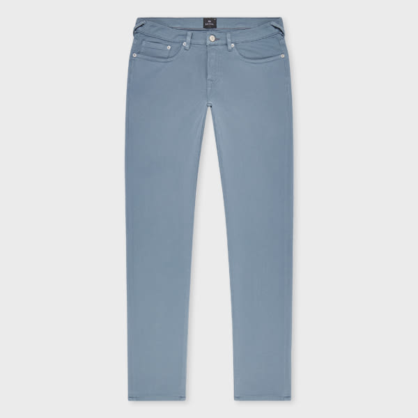 Tapered-Fit Powder Blue Garment-Dyed Organic Cotton-Stretch Jeans