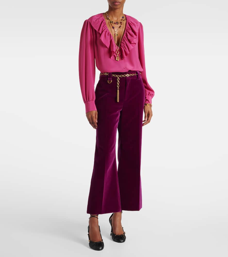 Chloé Cotton velvet cropped bootcut pants