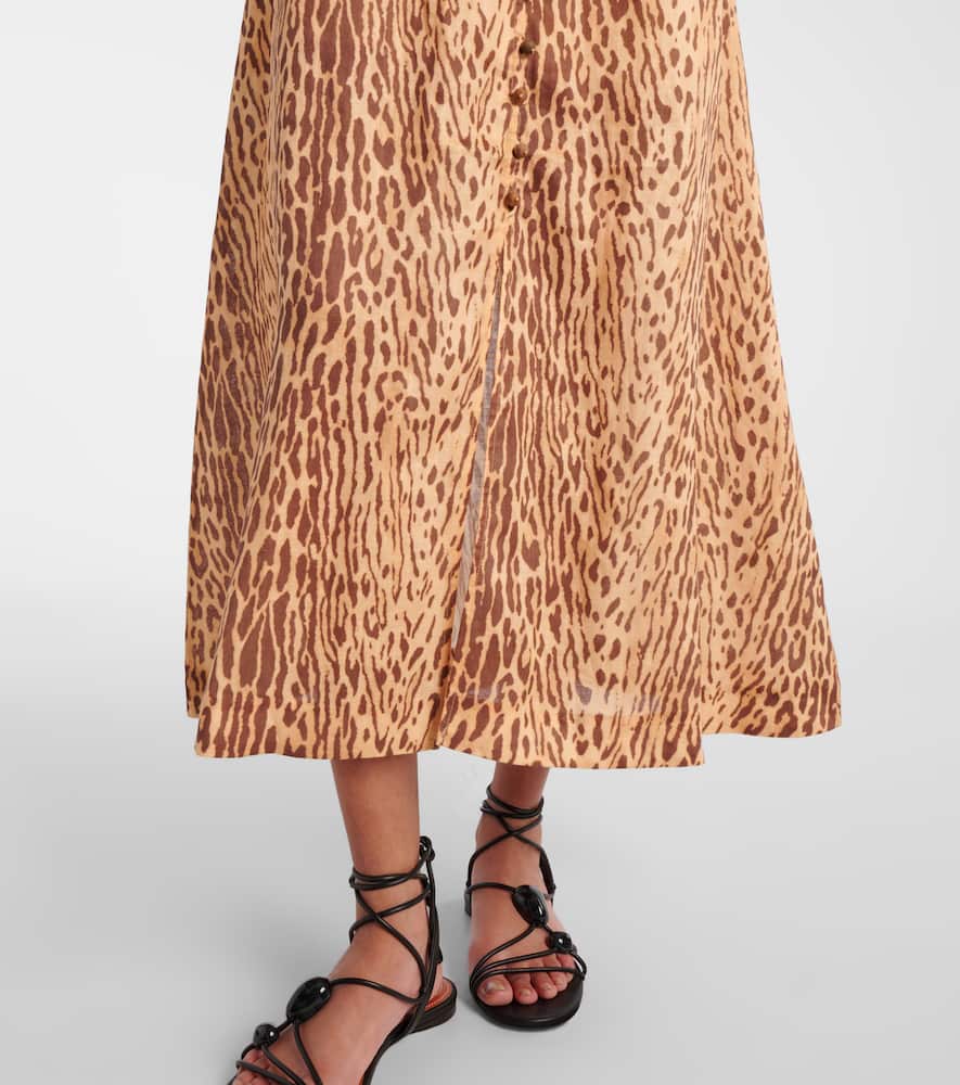 Cascadian leopard-print linen midi dress