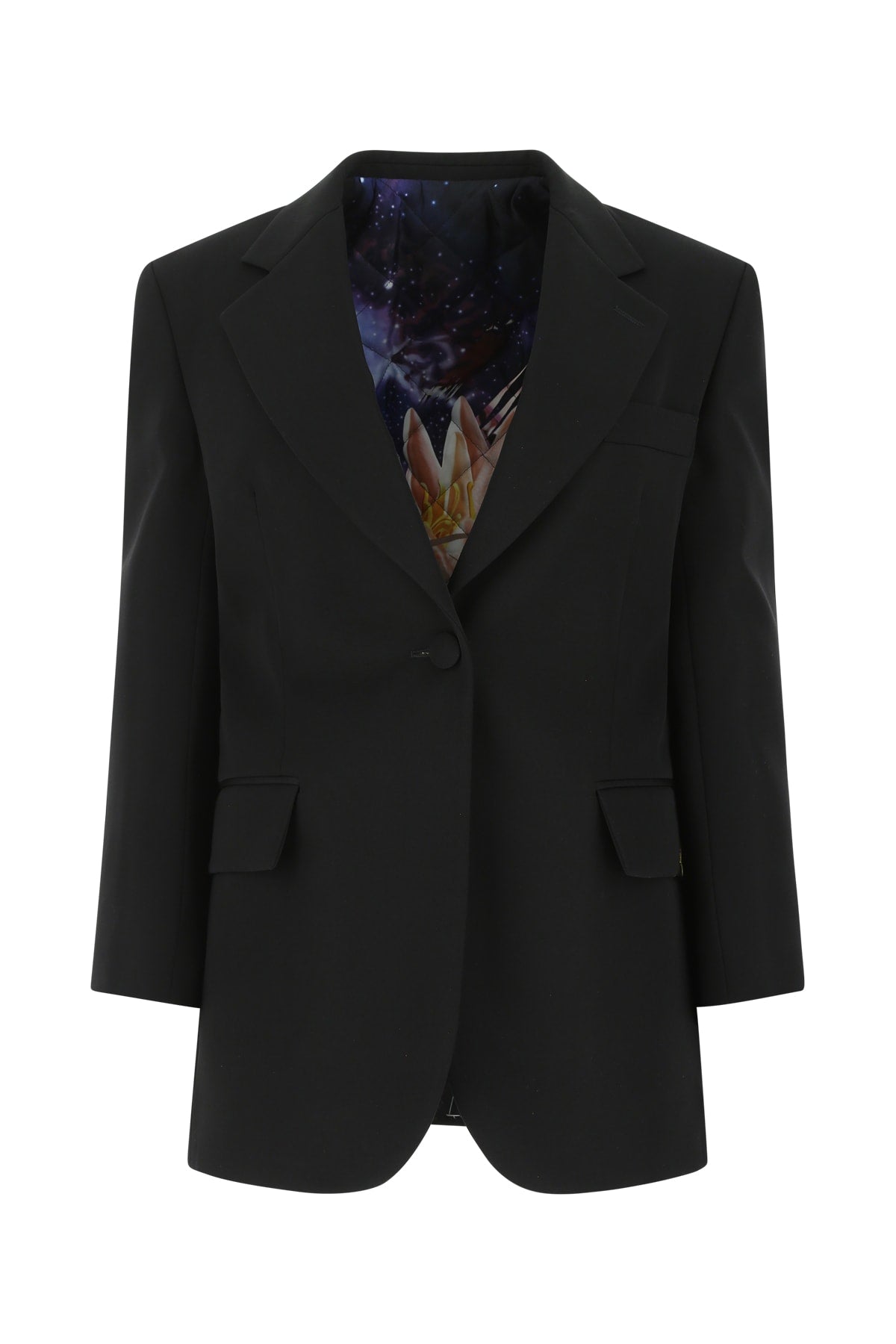 Single-Button Blazer — Black
