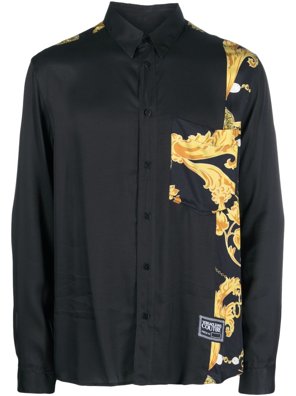 Baroque-print spread-collar shirt - Black