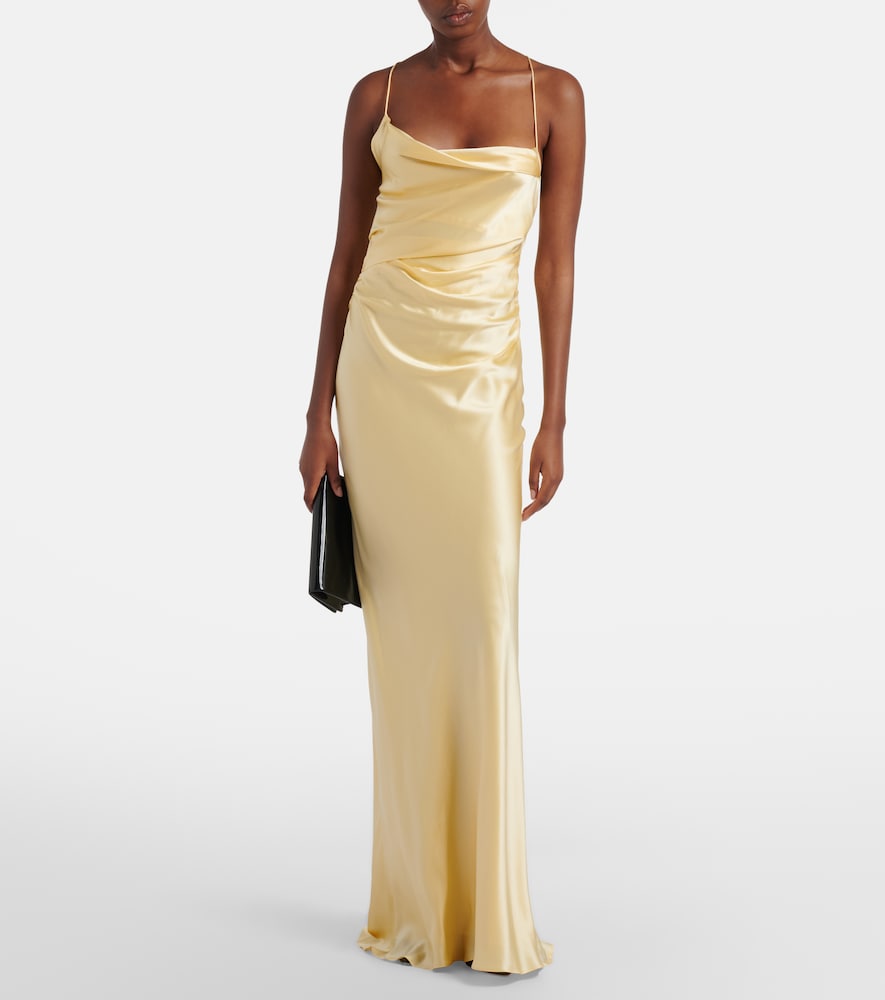 Draped silk satin gown