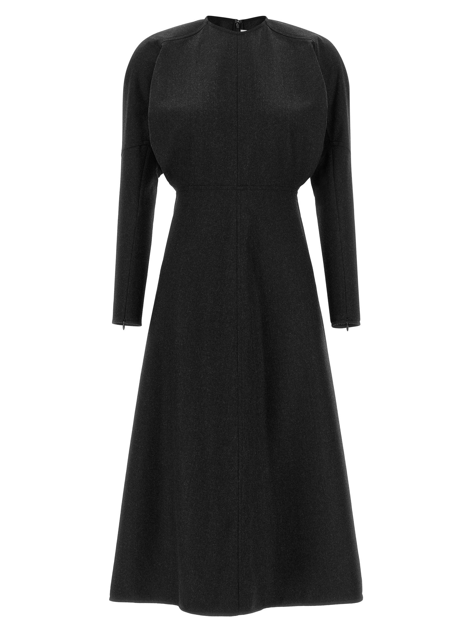 Dolman-Sleeve Virgin Wool Dress — Black