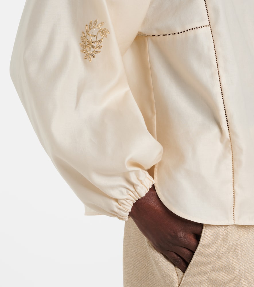 Caladio embellished cotton satin blouse