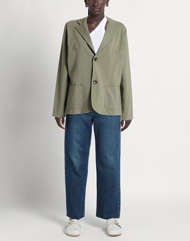 Woman Blazer Military green Size M Cotton, Polyamide, Elastane