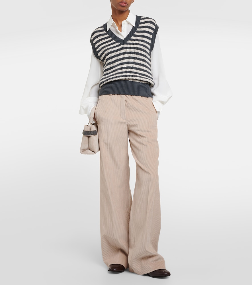 Cotton corduroy wide-leg pants
