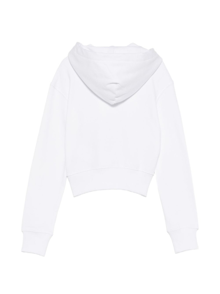 White Graphic Logo Detail Hoodie