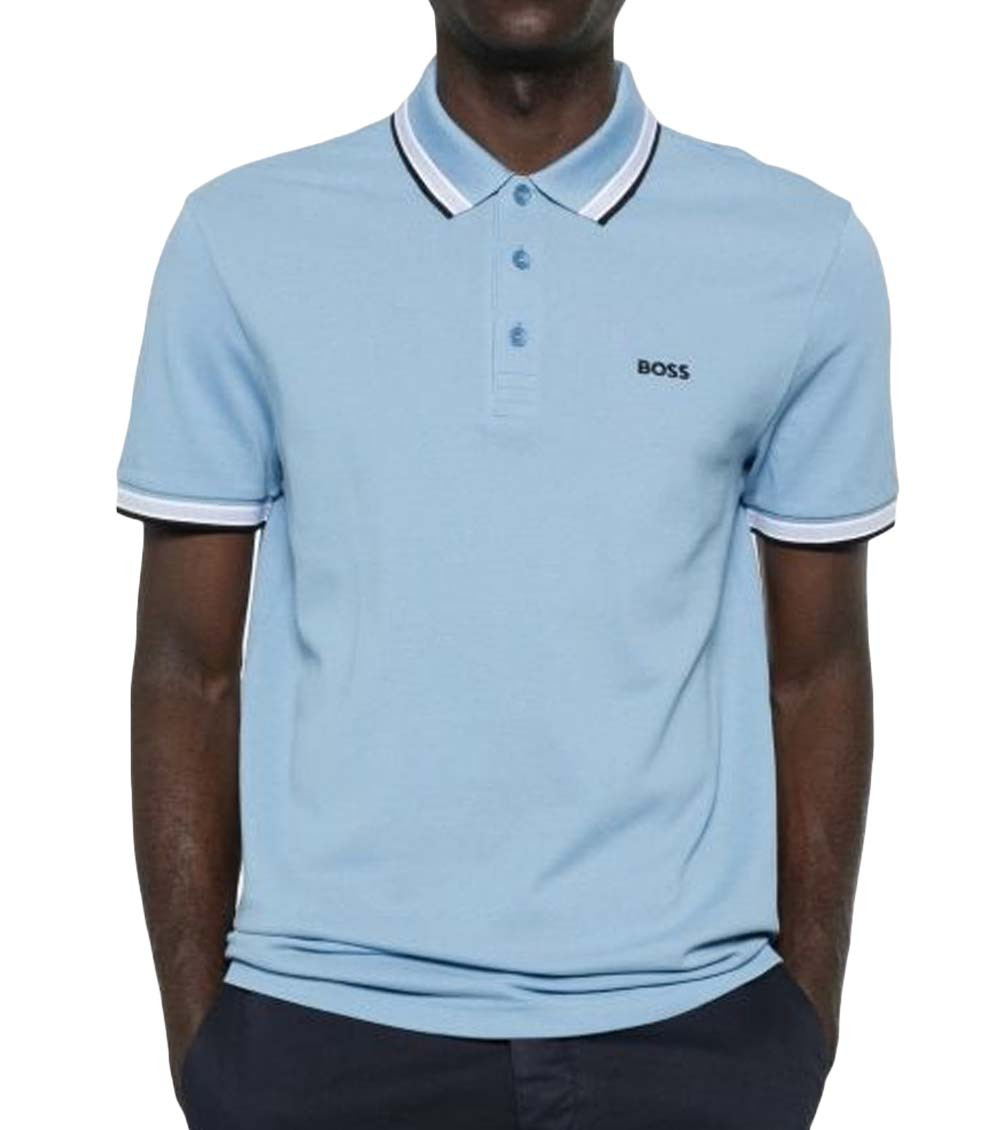 Blue Solid Shirt Collar Polo
