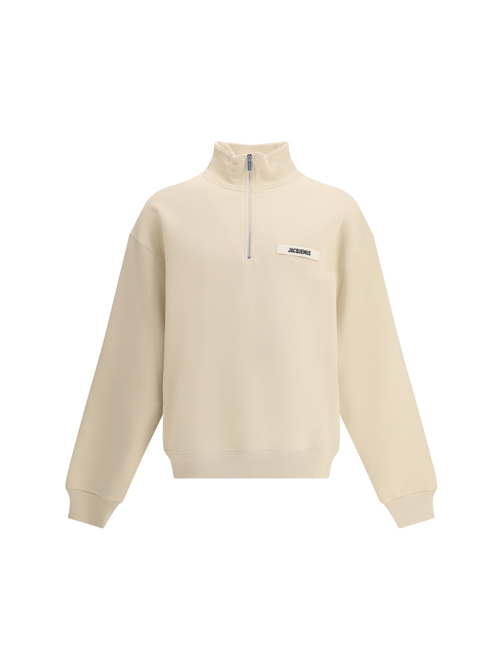 Beige Logo Polo Collar Sweatshirt