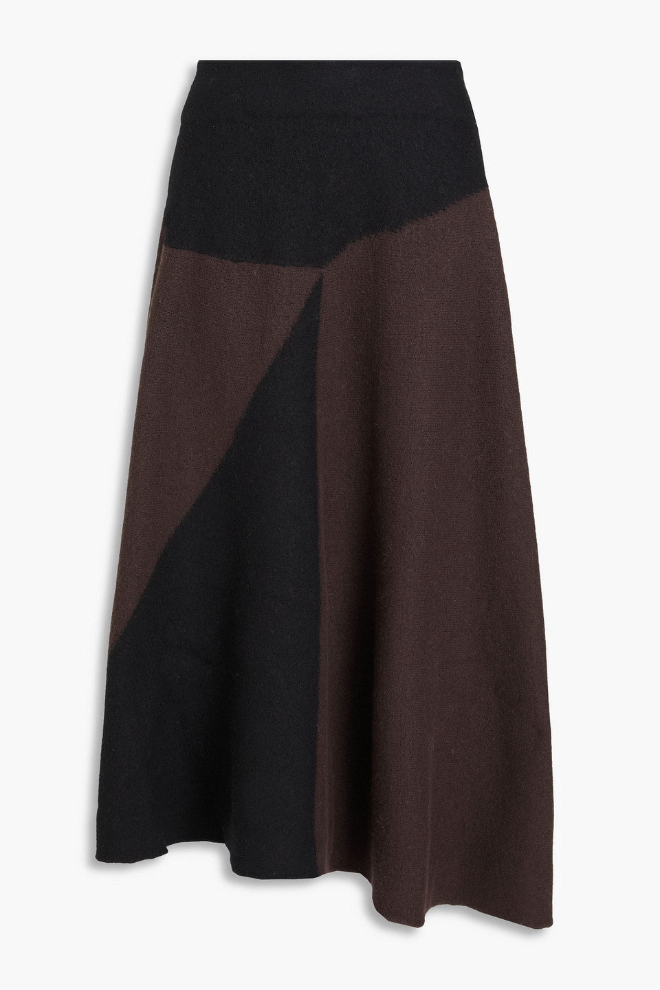 Two-tone wool midi skirt - Brown - FR 34