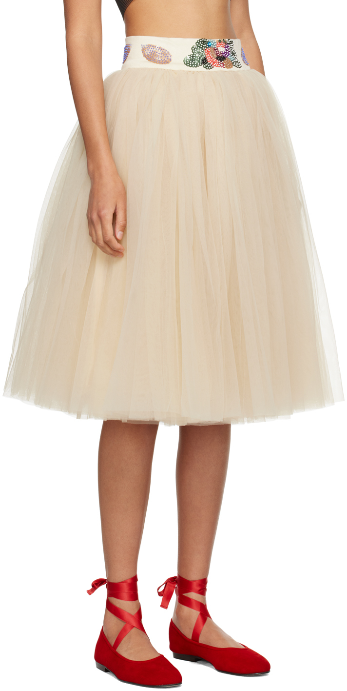 Bode Beige Sunset Lily Midi Skirt