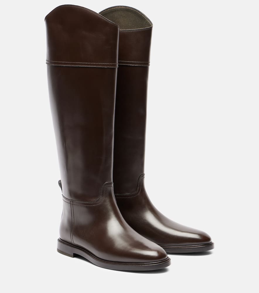 Monili leather knee-high boots