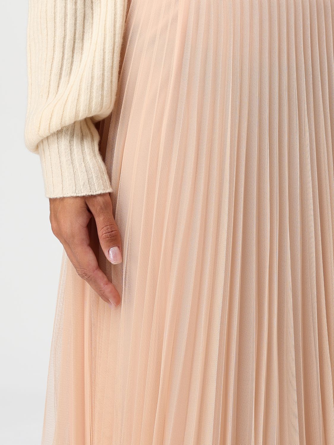 Logo-plaque midi skirt - Neutrals