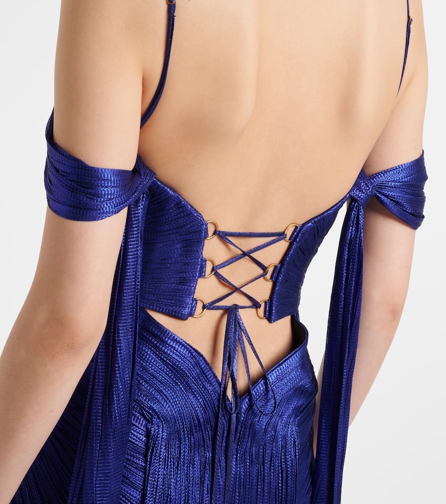 Camilla metallic silk tulle bustier gown