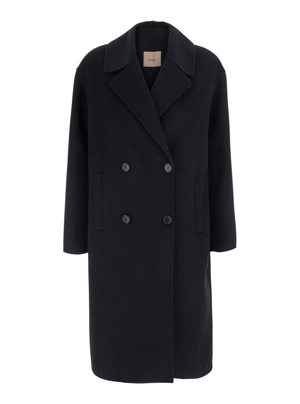 Notched Collar Coat — Black