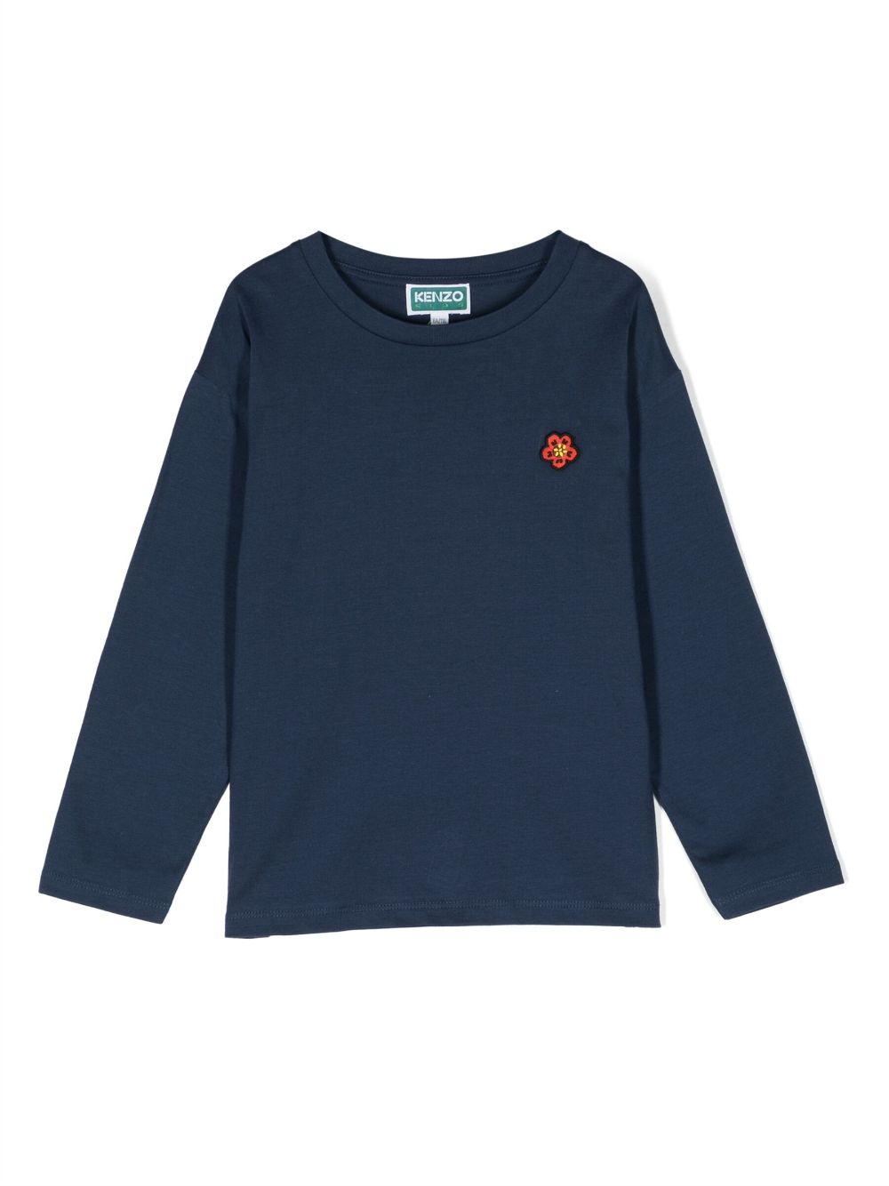 Boke Flower-motif long-sleeve T-shirt - Blue