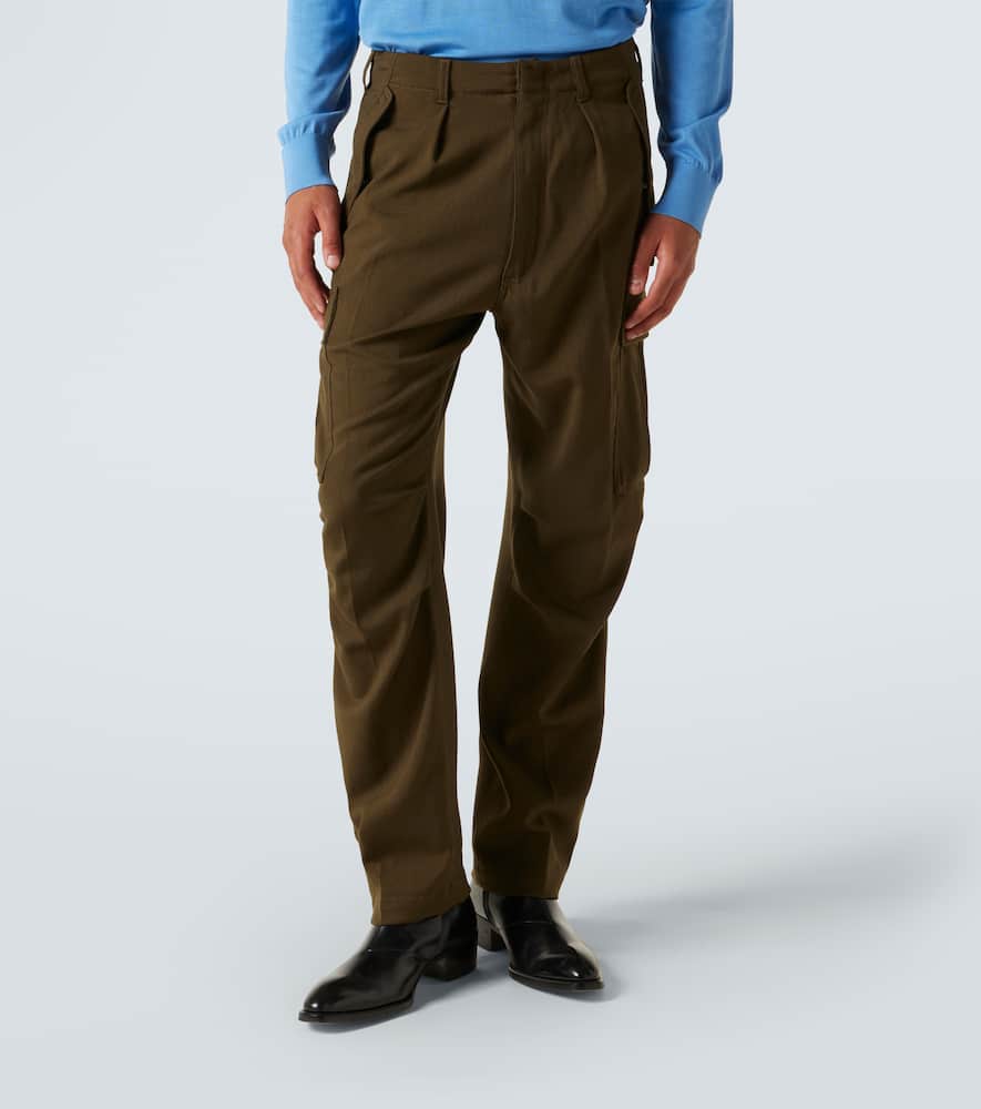 Wool, cashmere, and silk cargo pants