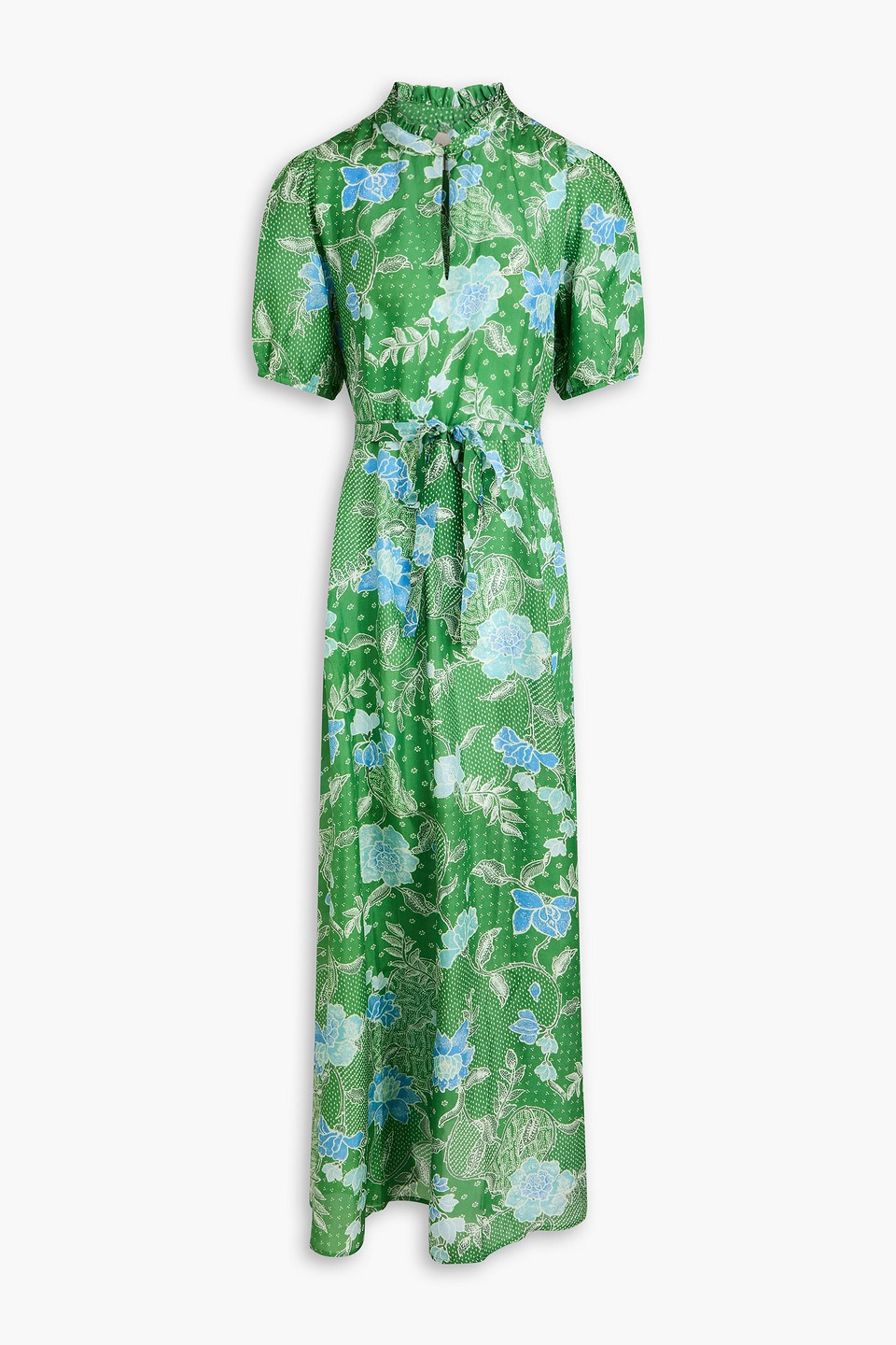 Oceanus floral-print silk-satin maxi dress - Green - 1