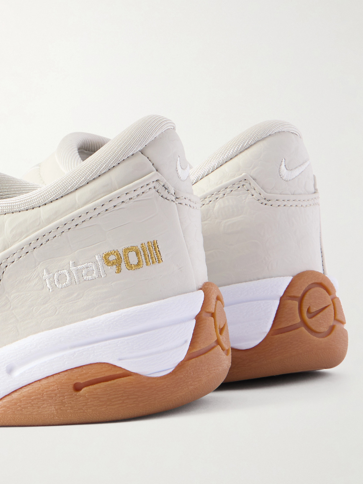 T90 Embroidered Croc-effect Leather Sneakers - Off-white