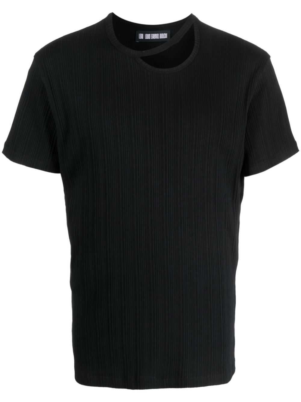Cut-out plissé cotton T-shirt - White
