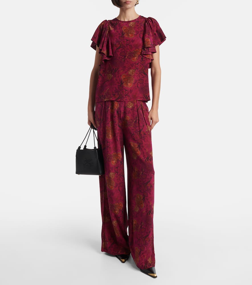 Aviva silk crêpe de chine wide-leg pants