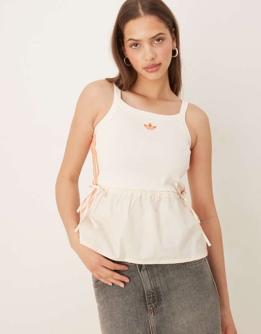 Adidas Originals crochet 3 tank top in off white