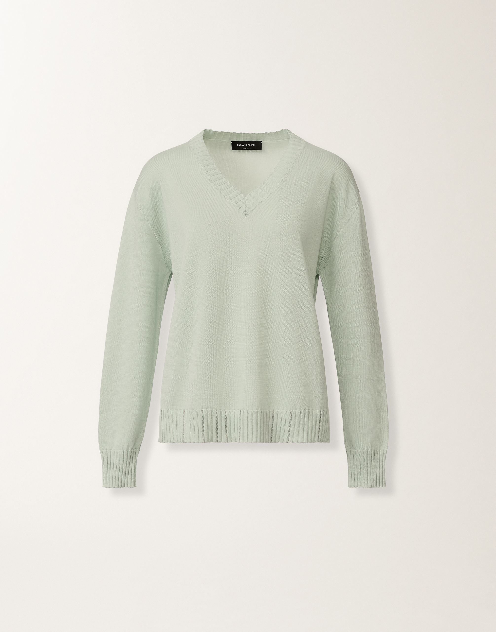 Sweater in organic cotton, Ghirri green