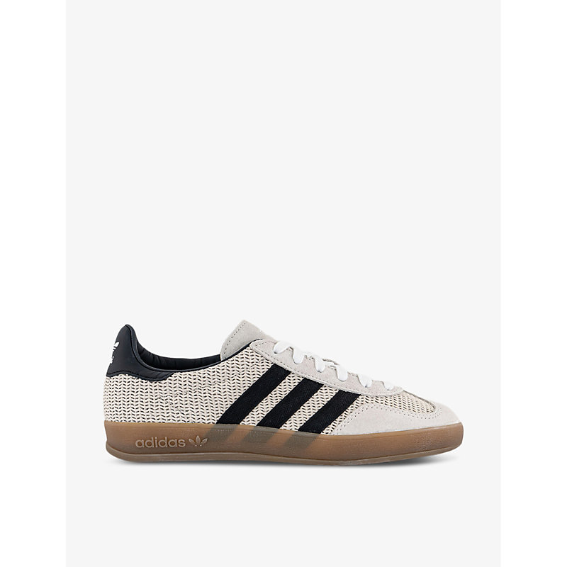 Womens Alumi Core Black Gum Gazelle Indoor Logo-print Cotton-mesh and Suede Low-top Trainers
