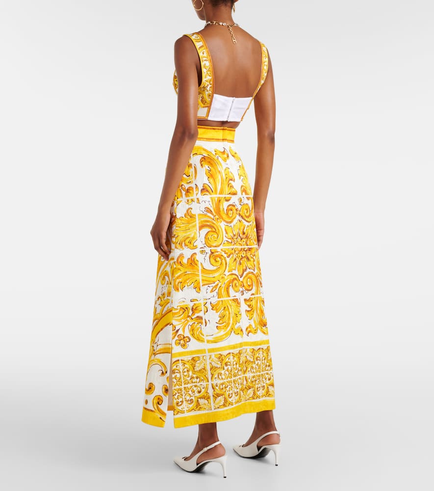 Majolica brocade midi skirt