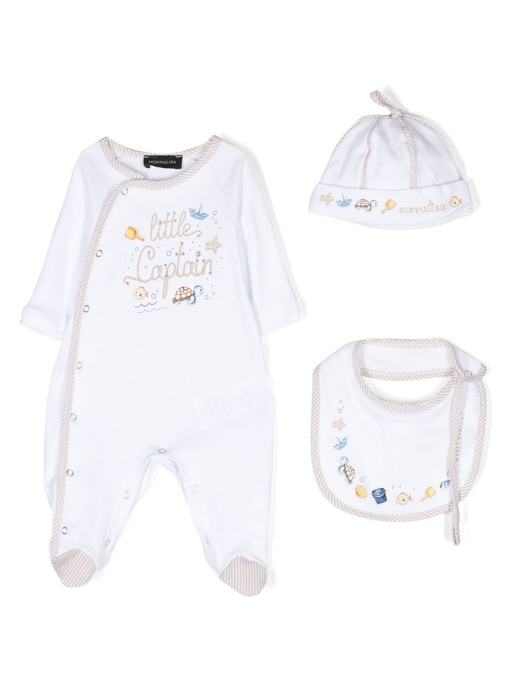 Graphic-print babygrow set - White