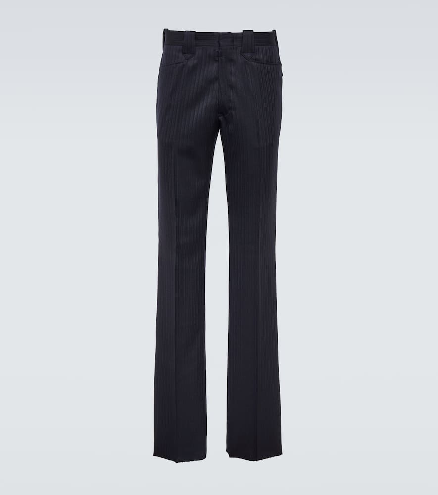 Herringbone wool straight pants