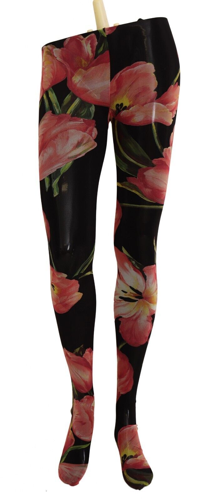 Floral Print Nylon Leggings — Black