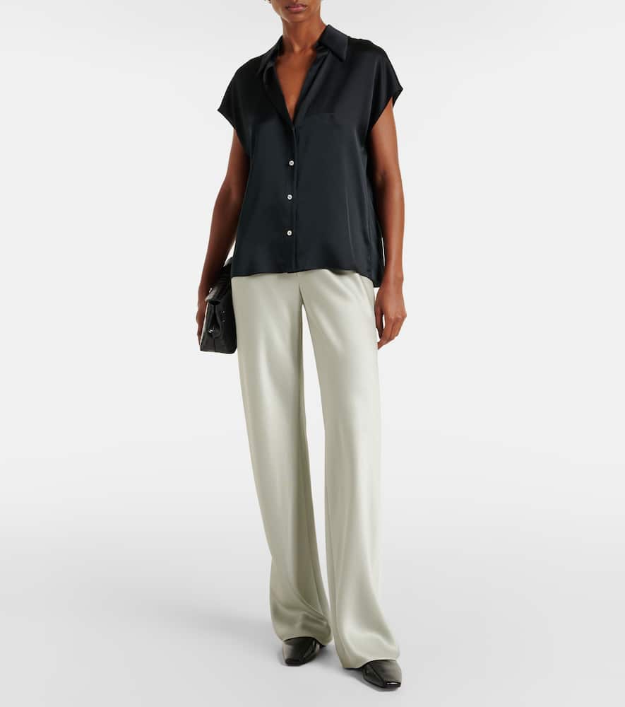 Ruched silk satin top