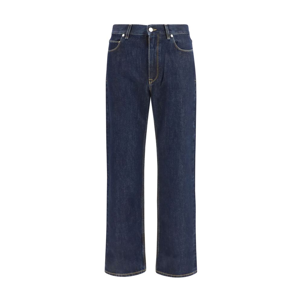 Cotton Straight-Leg Jeans — Navy