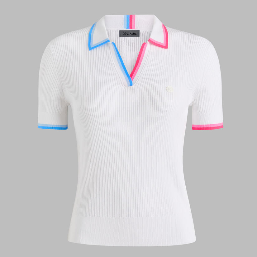 Johnny Collar Cotton Blend Rib Polo Snow