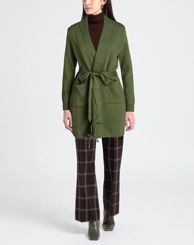 Cashmere Company Woman Cardigan Military green Size 12 Wool, Cashmere