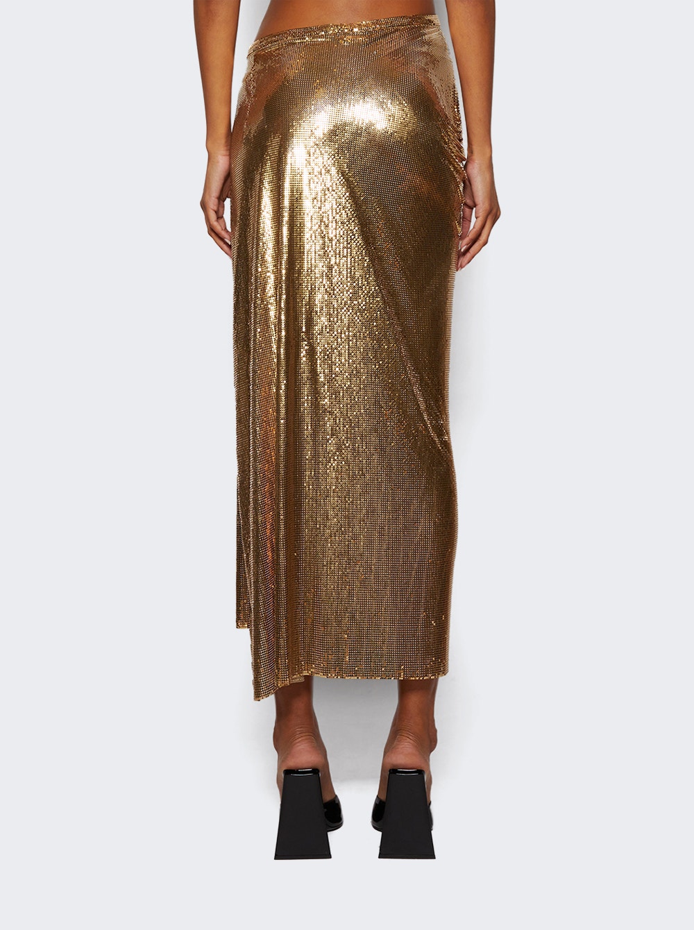 Gathered-detail mesh skirt - Gold