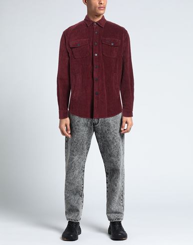 Man Shirt Burgundy Size L Cotton