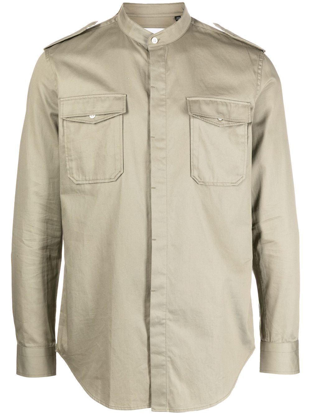 Logo-patch long-sleeve shirt - Brown