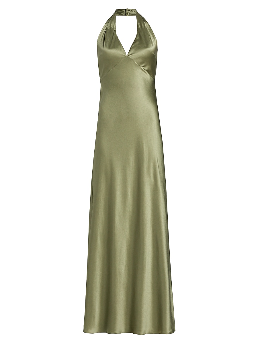 Women's Daniela Silk Halter Maxi Dress - Artichoke