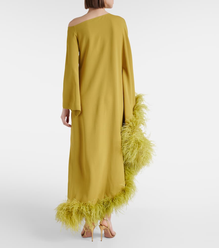 Ubud Extravaganza feather-trimmed gown