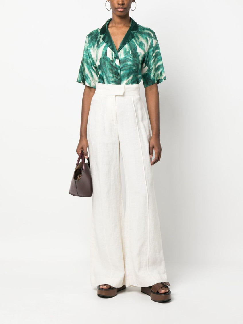 Green Printed Silk Pajama Shirt