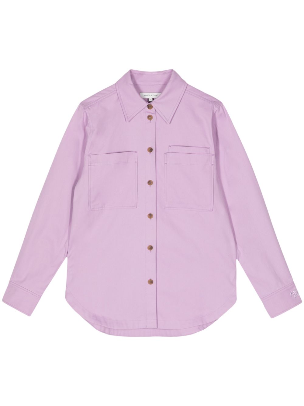 Patch-pocket cotton shirt - Purple